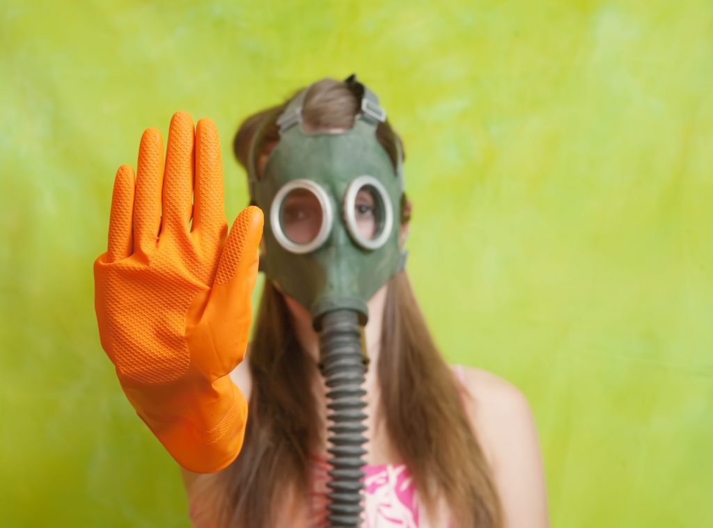 girl weras a mast to protect herself form toxic people